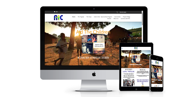 Aid The Children website design screenshot