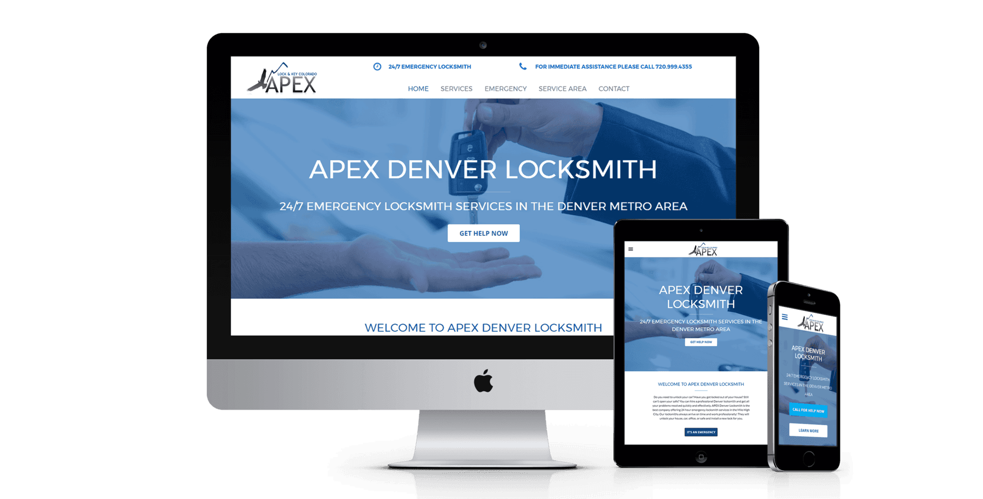 Apex Denver Locksmith website design screenshot