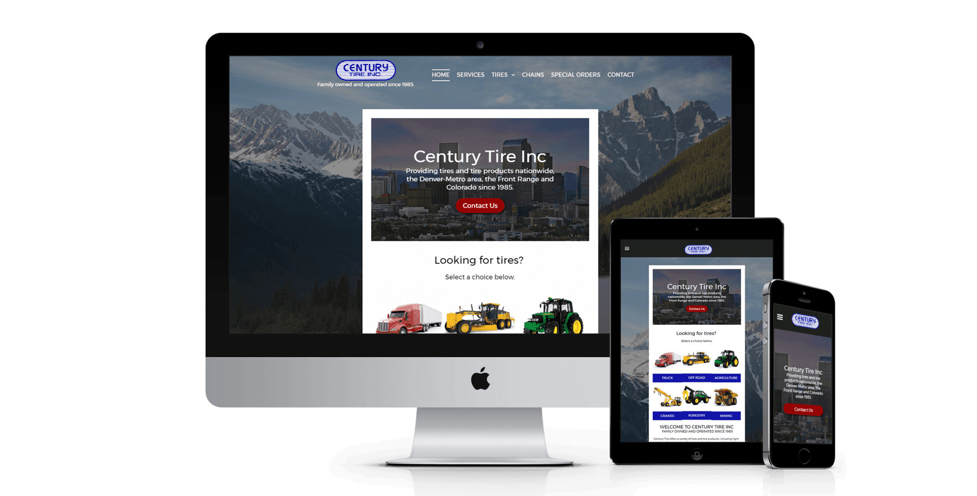 Century Tire Inc. website design screenshot