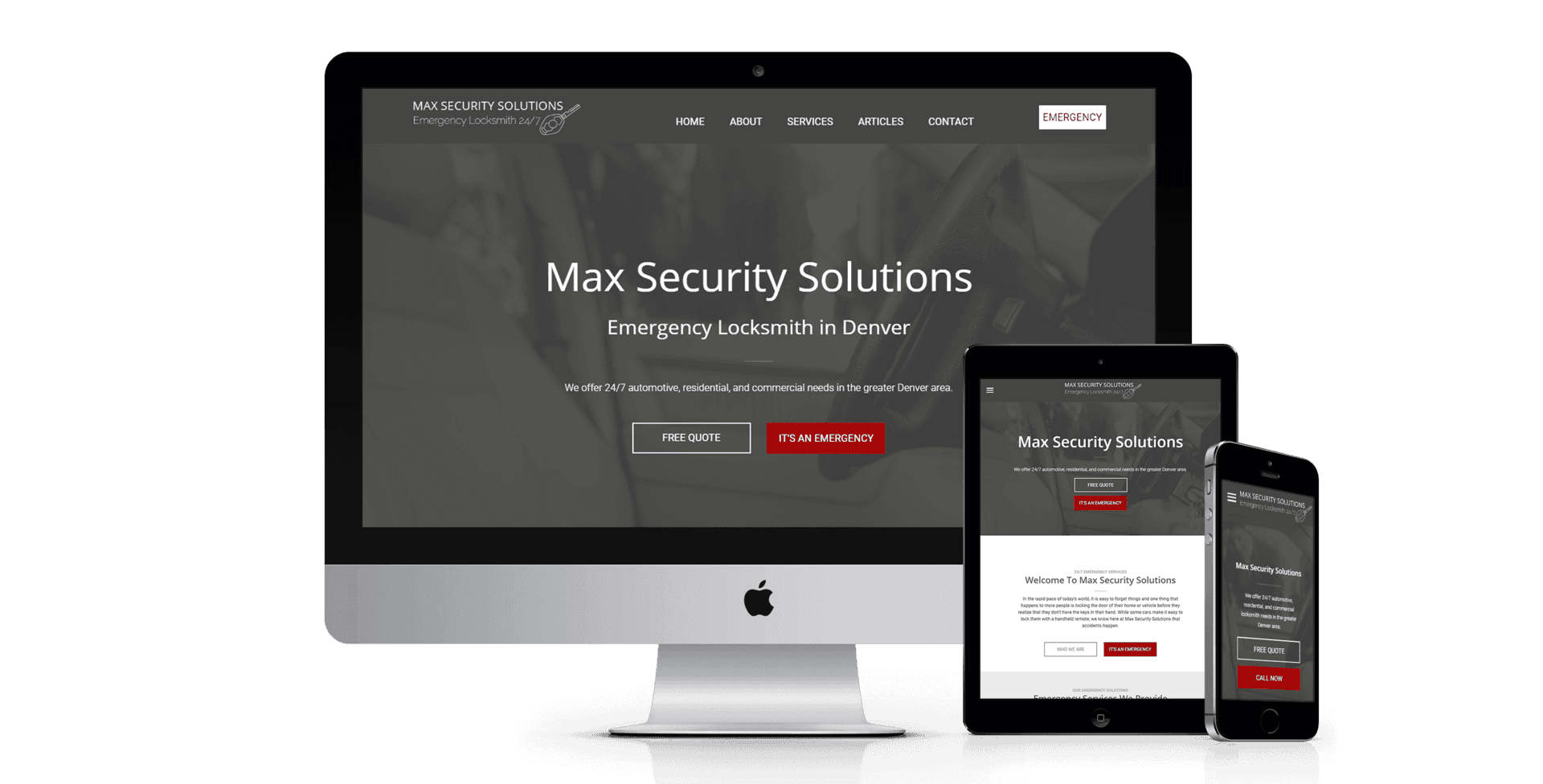 Emergency Locksmith Denver website design screenshot