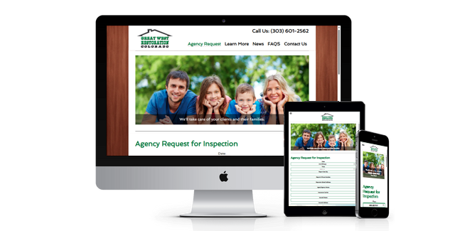 Great West Restoration Colorado Agent website design screenshot