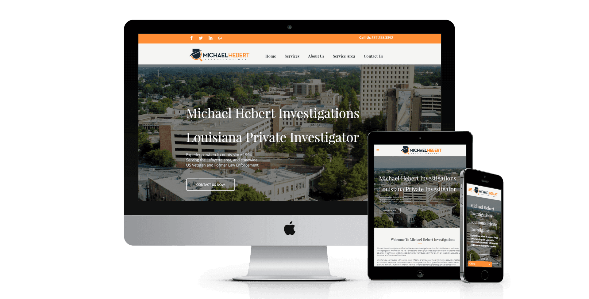 Hebert Investigations website design screenshot