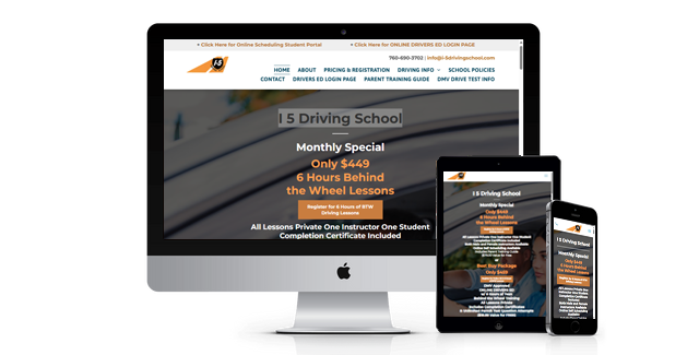 I 5 Driving School website design screenshot