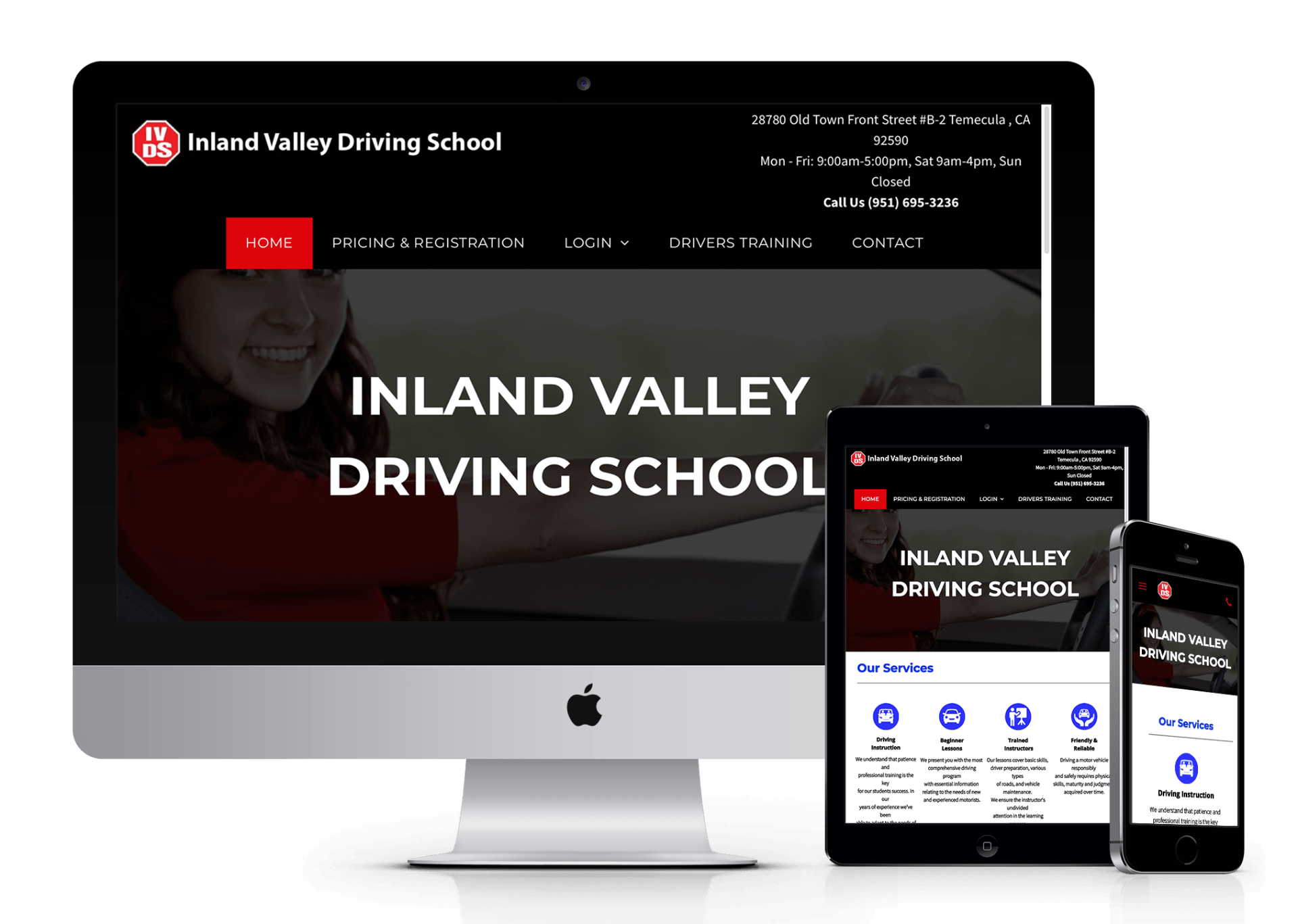 Inland Valley Driving School website design screenshot
