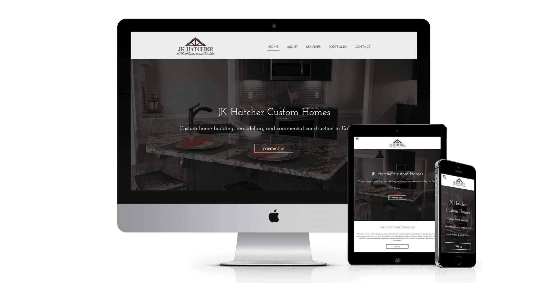 JK Hatcher Homes website design screenshot