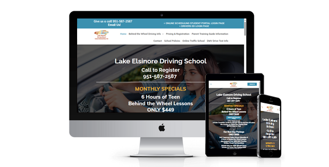 Lake Elsinore Driving School website design screenshot