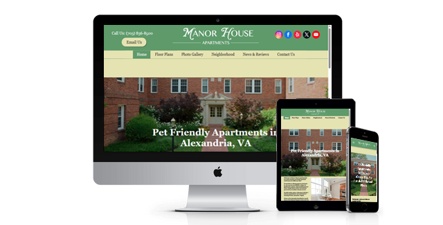 Manor House Apartments website design screenshot