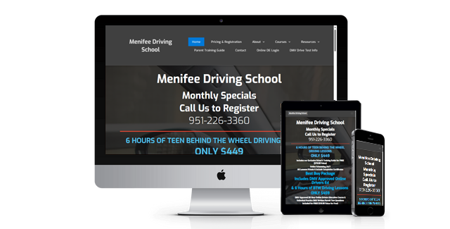 Menifee Driving School website design screenshot