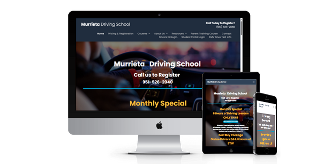 Murrieta Driving School website design screenshot