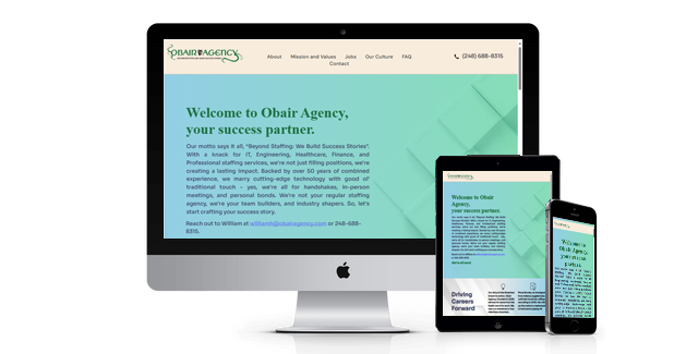 Obairagency website design screenshot