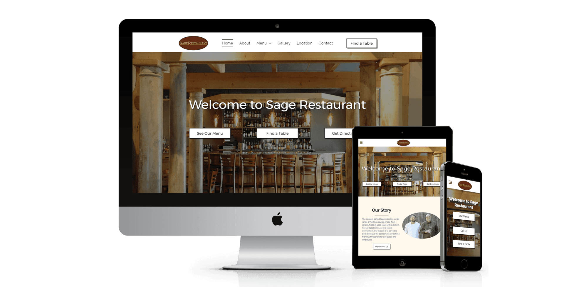 Sage Restaurant website design screenshot