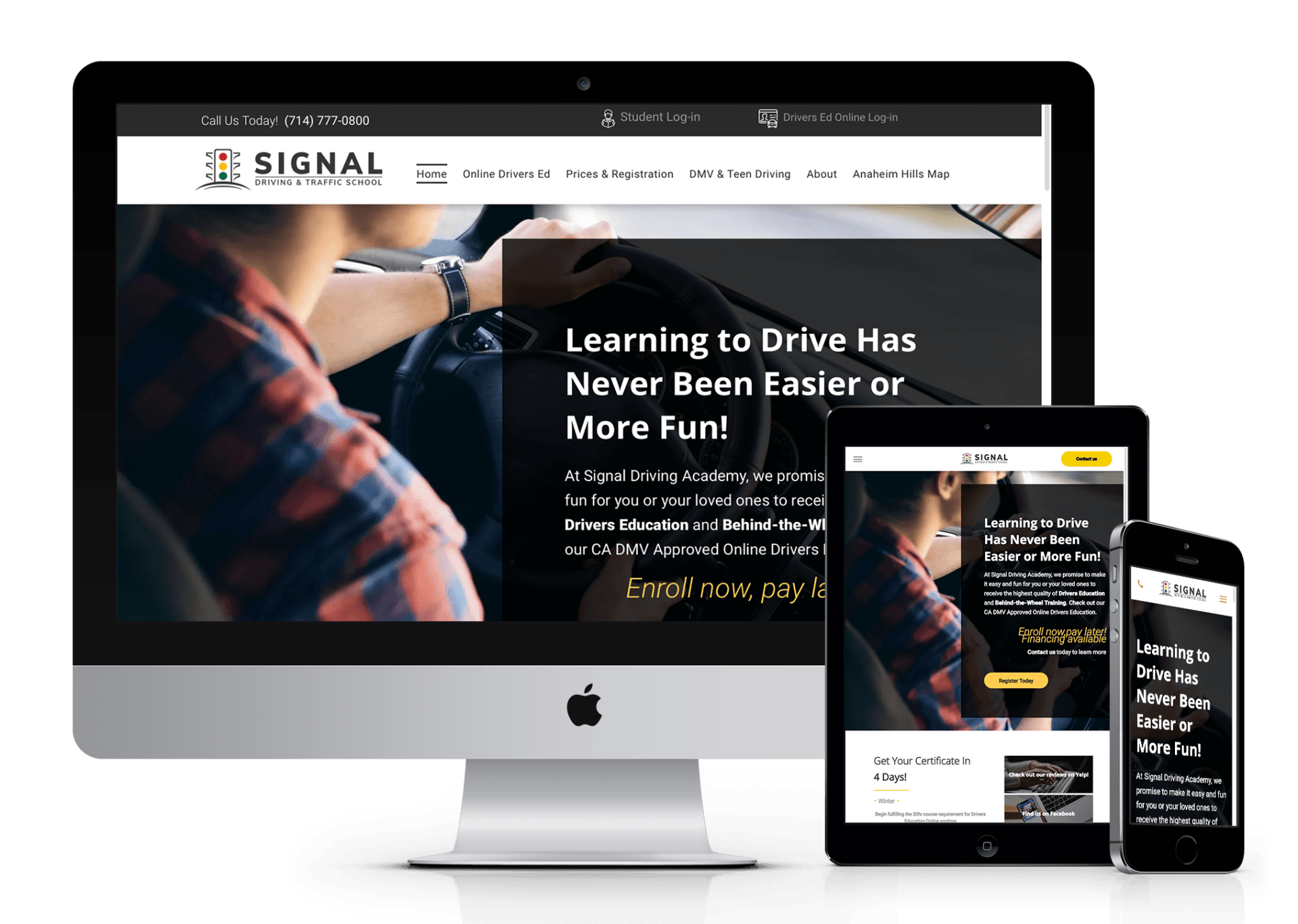 Signal Driving & Traffic Schools website design screenshot