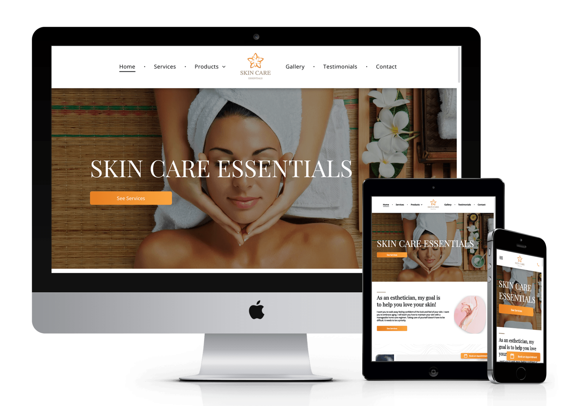 Skin Care Essentials website design screenshot