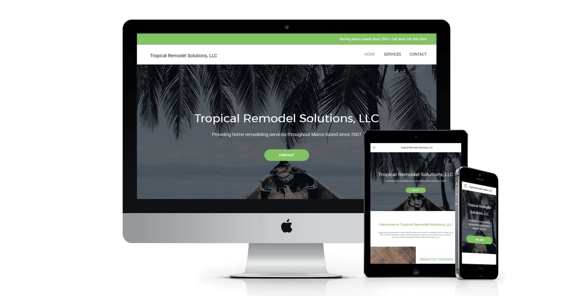 Tropical Remodel Solutions website design screenshot