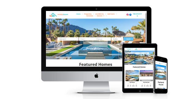 Vacation Rentals website design screenshot