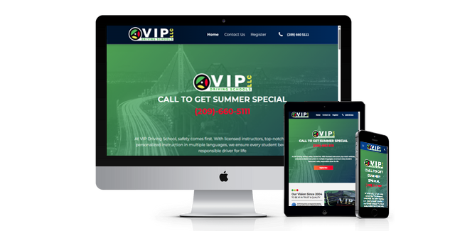 Vip Driving Schools website design screenshot