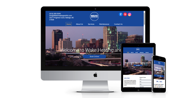 Wake Heating and Air website design screenshot