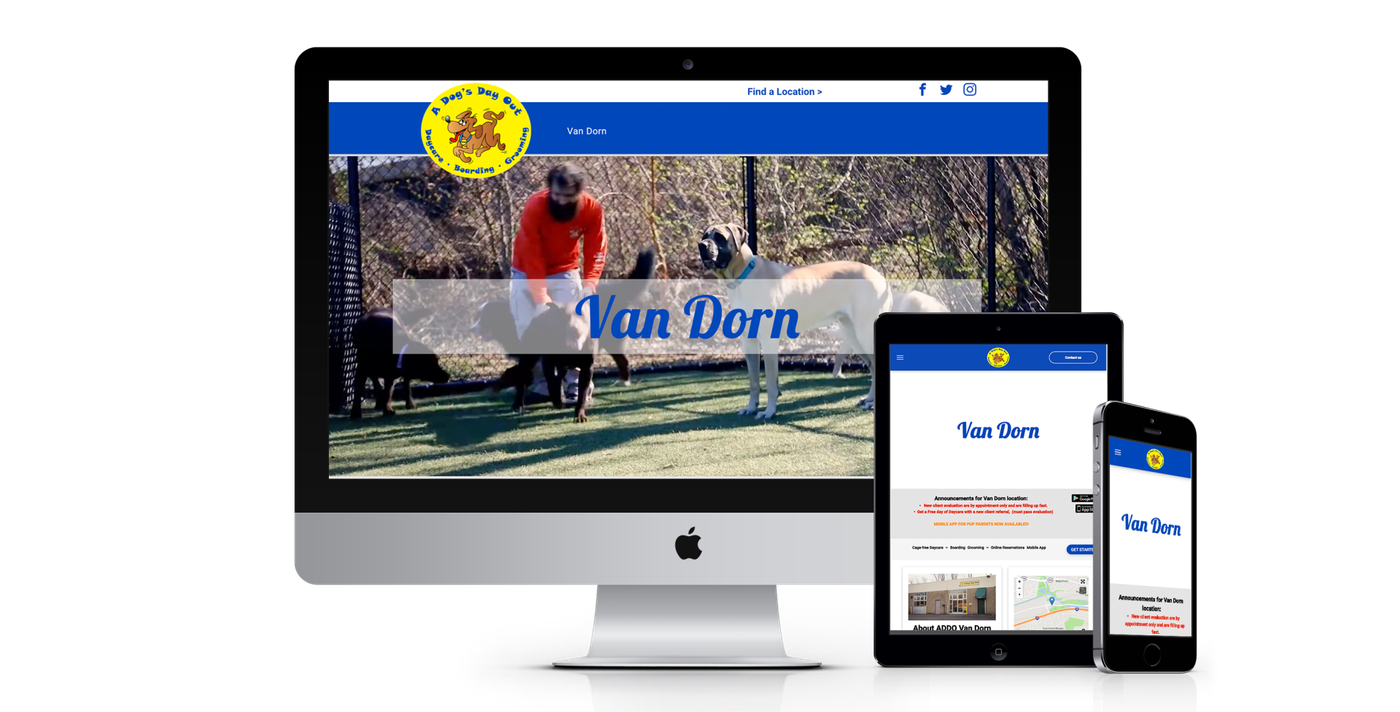 A Dog's Day Out website design screenshot