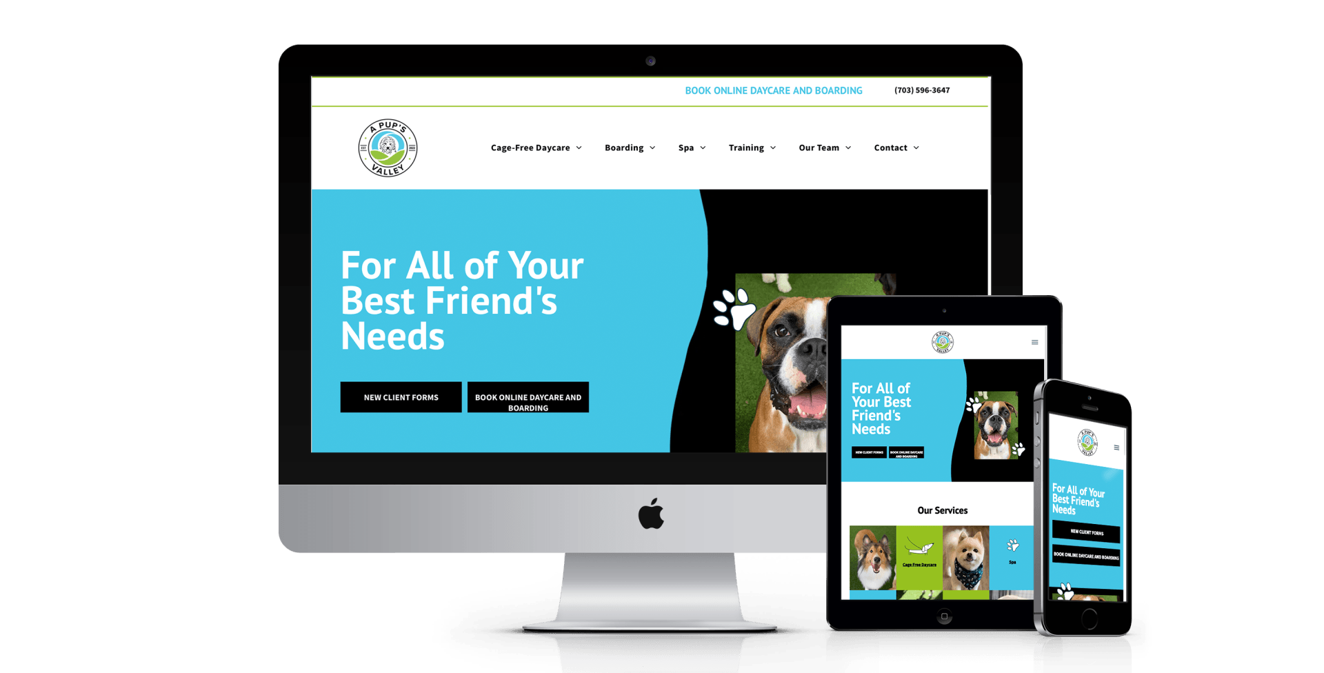 A Pup's Valley website design screenshot