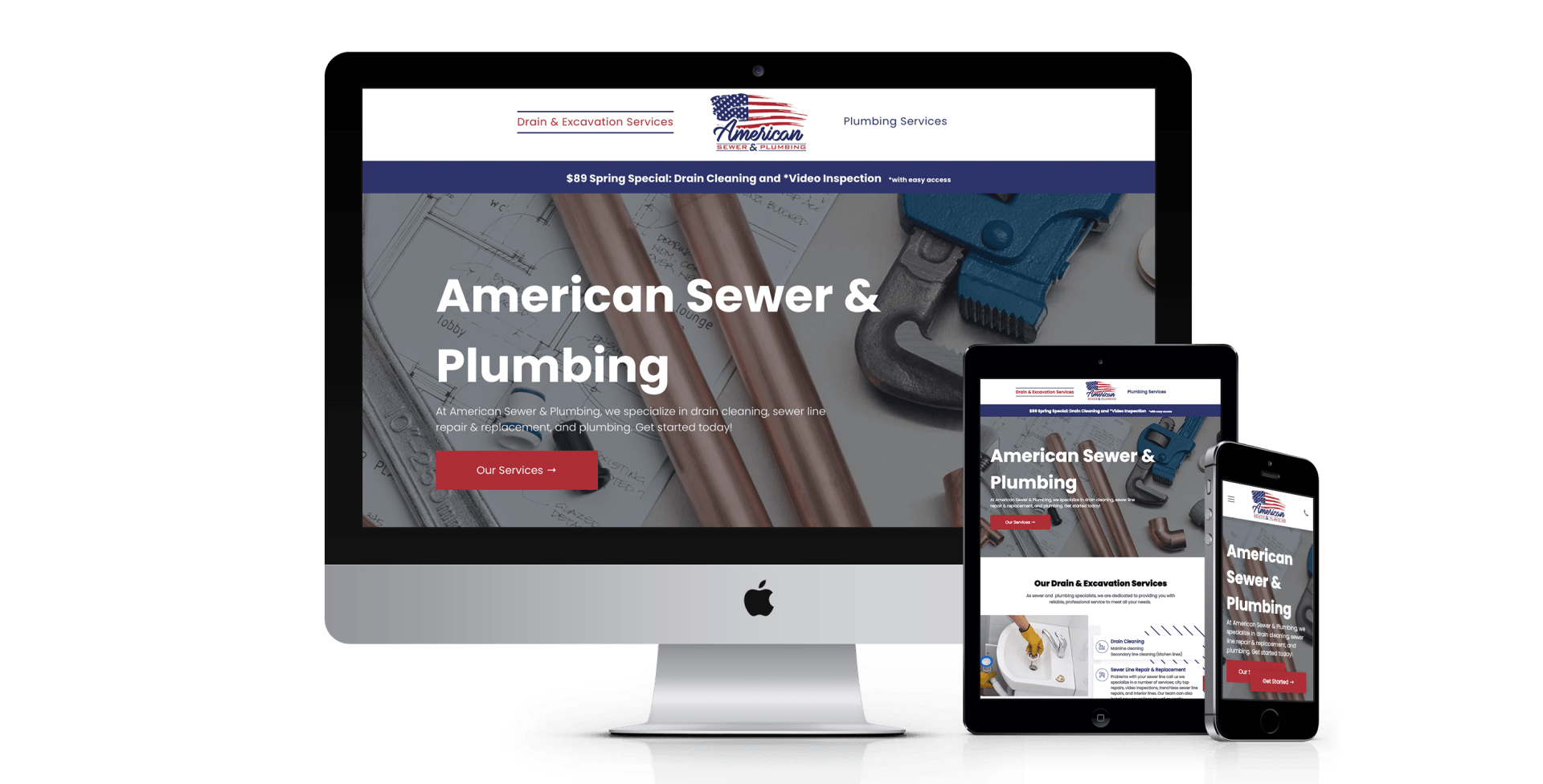 American Sewer website design screenshot