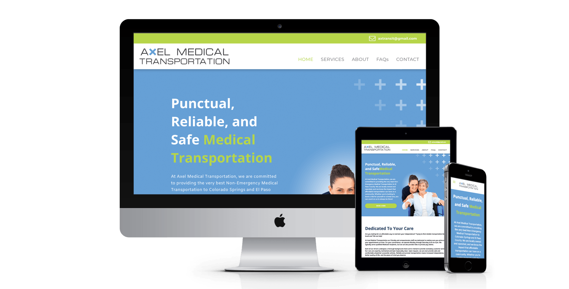 Axel Medical Transportation website design screenshot