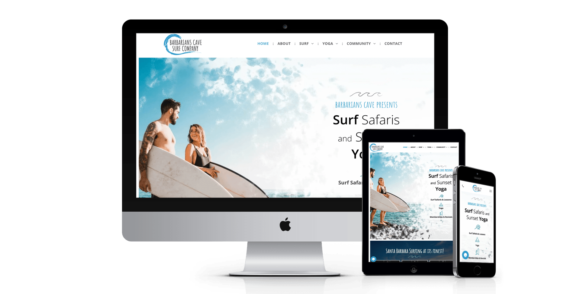 Barbarians Cave Surf website design screenshot