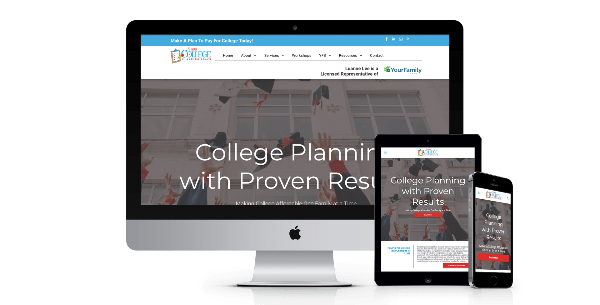 College Planning Coach website design screenshot
