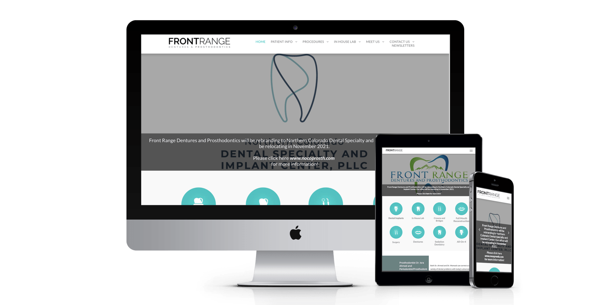 Front Range Dentures website design screenshot