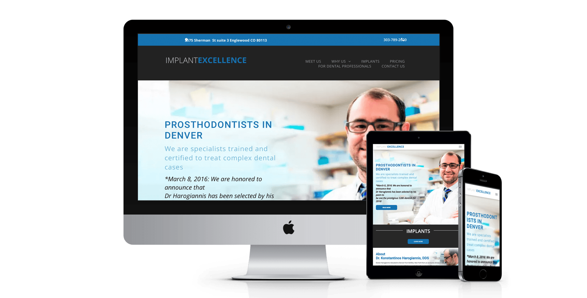 Implant Excellence website design screenshot