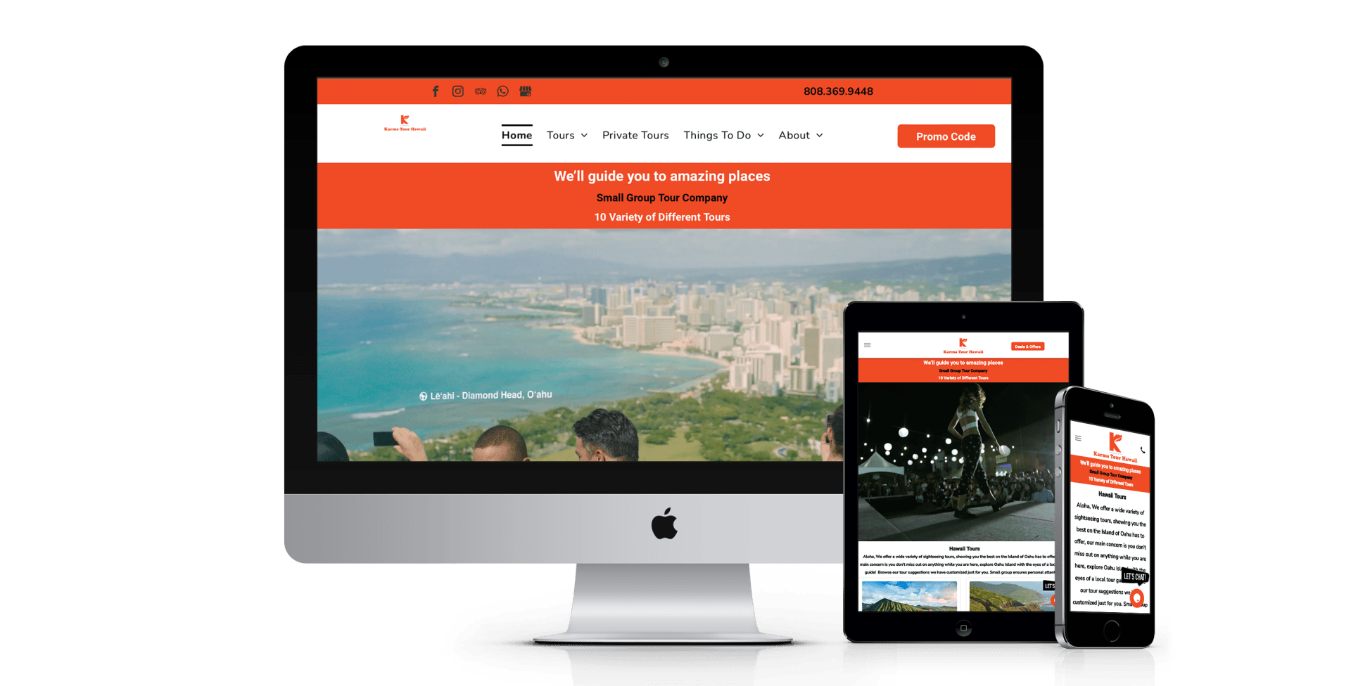 Karma Tour Hawaii website design screenshot