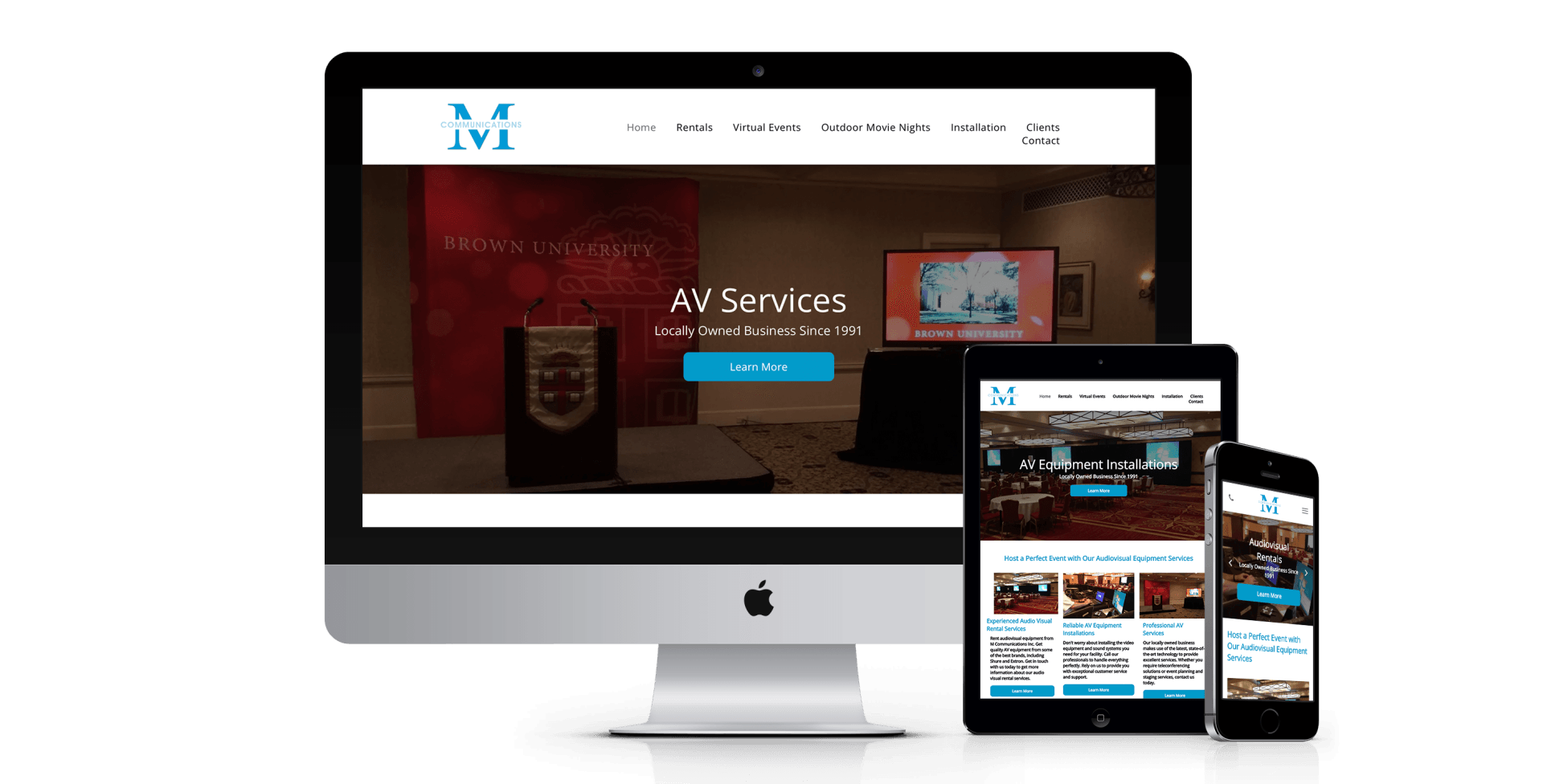 M Communications website design screenshot