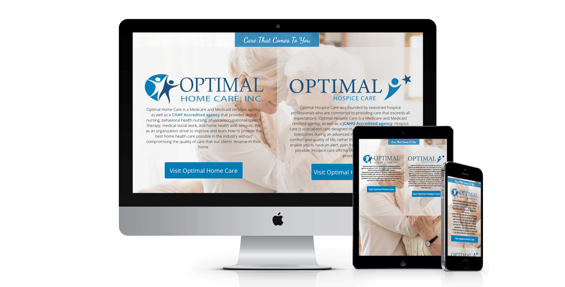 Optimal Homecare website design screenshot