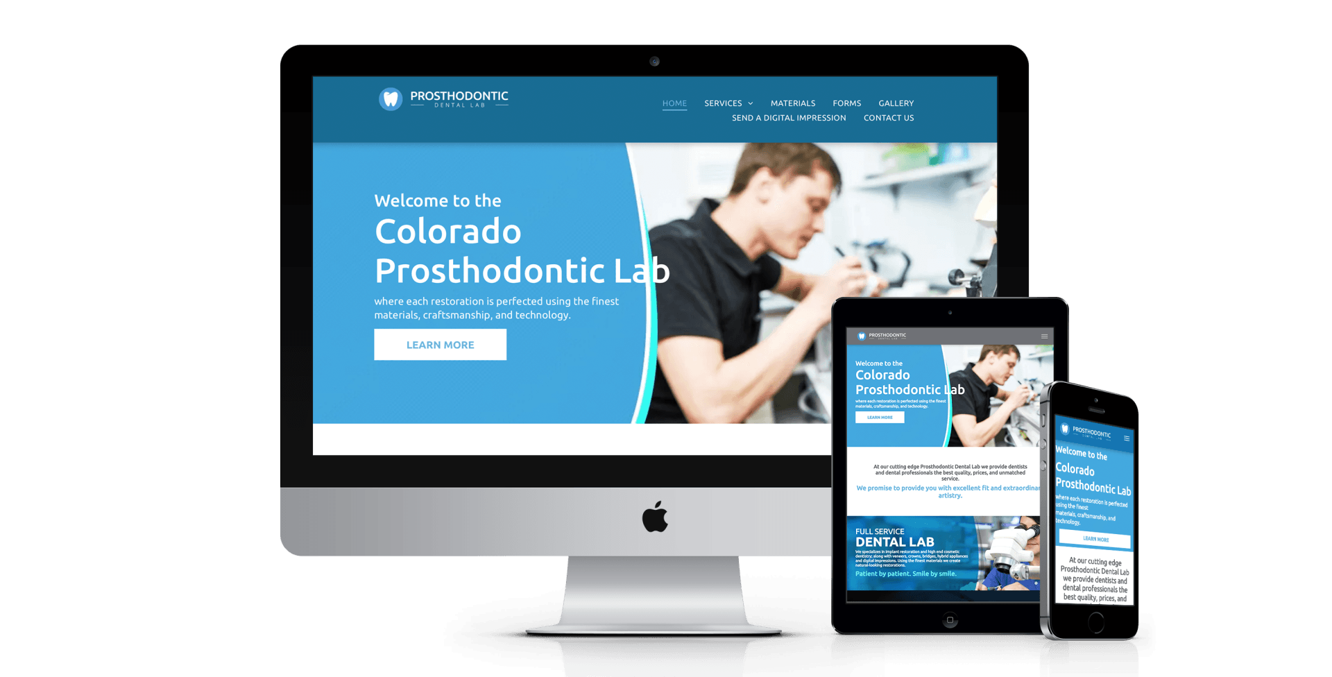 Prosthoodontic Dentures website design screenshot