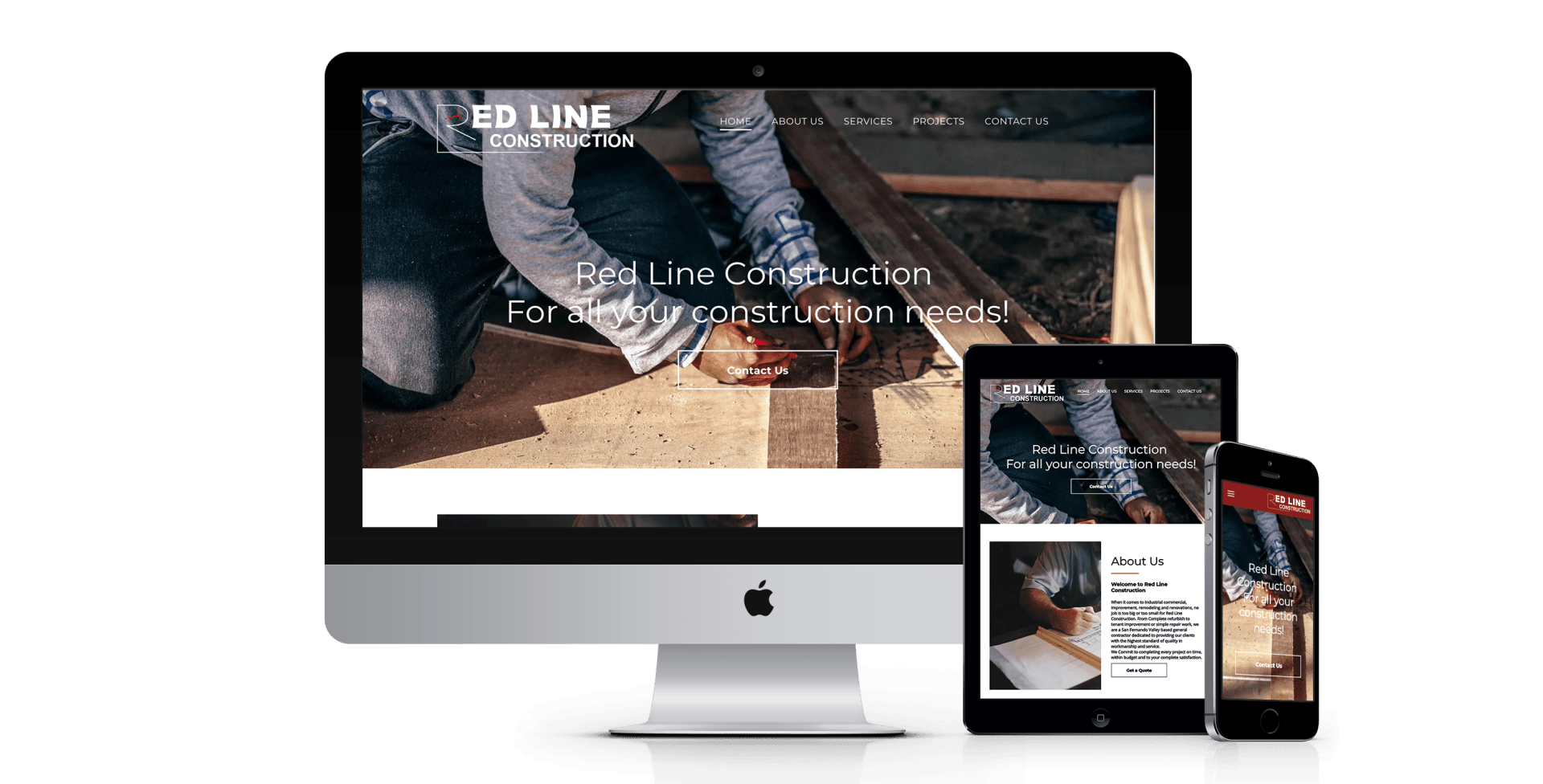 Redline Construction website design screenshot