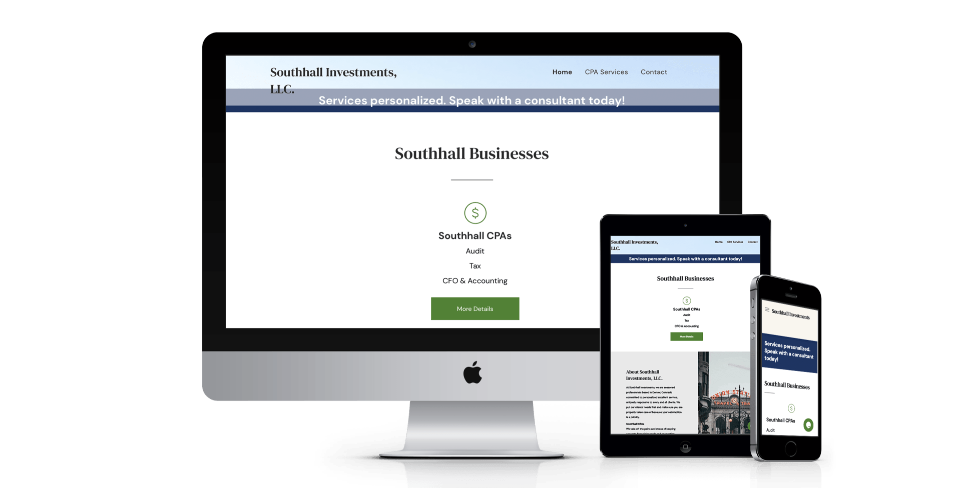 Southhall Investments website design screenshot