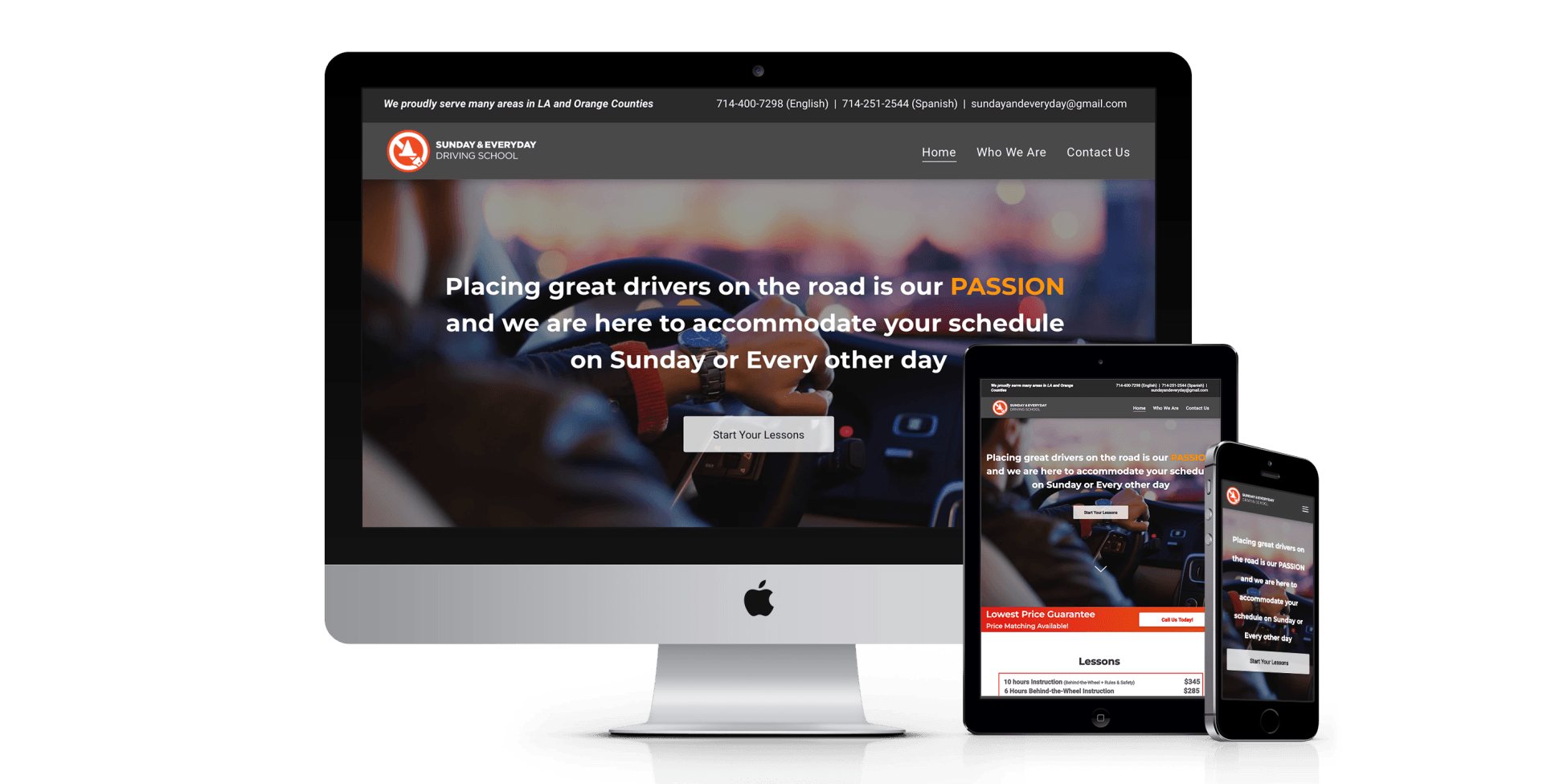 Sunday Driving School website design screenshot