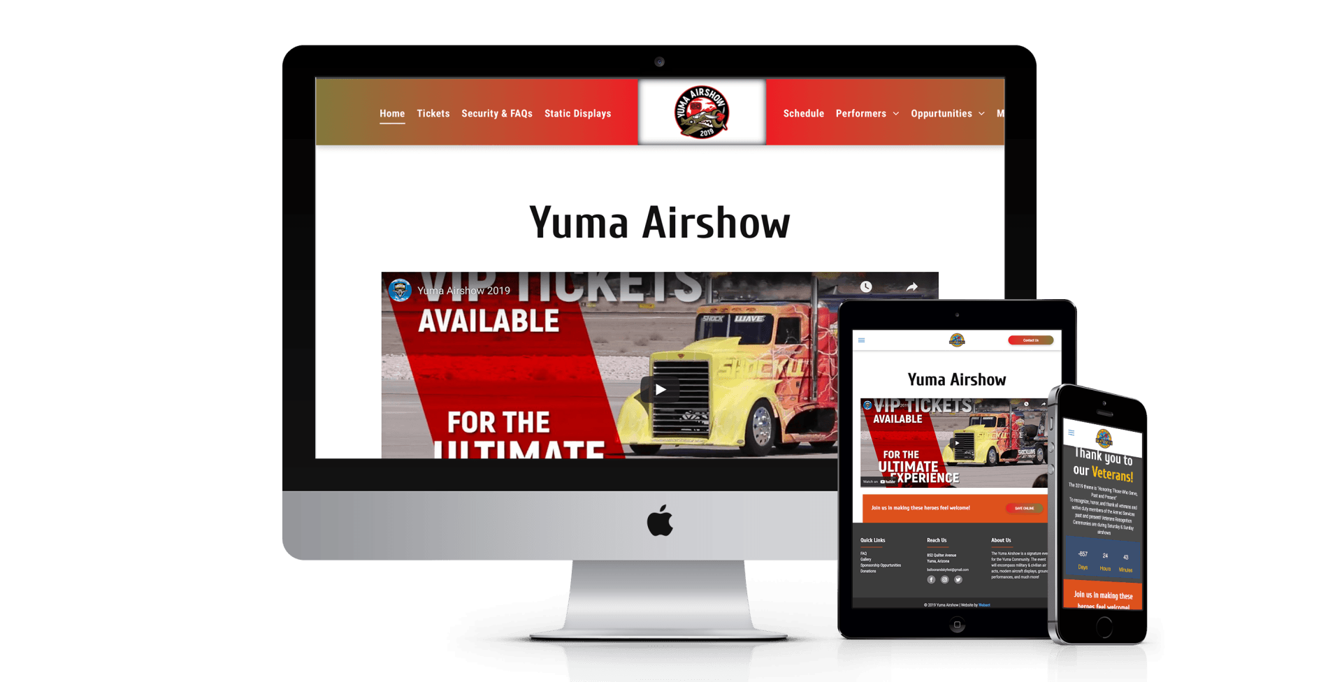 Yuma Airshow website design screenshot