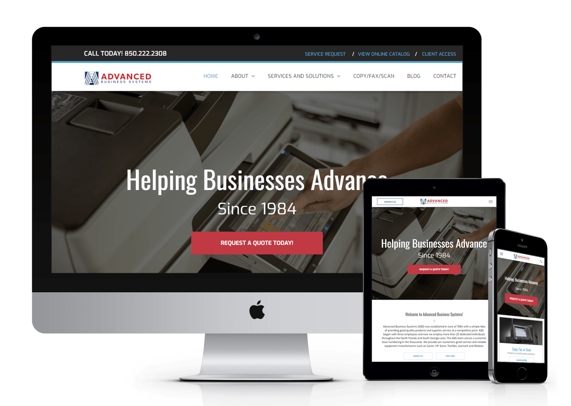 Advanced Business Systems website design screenshot