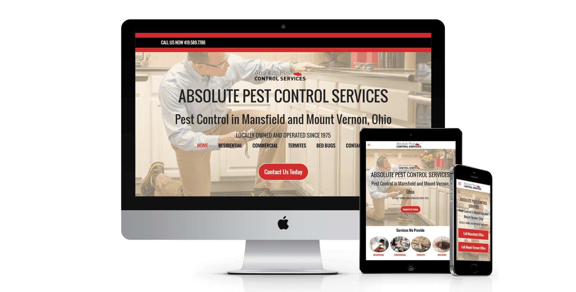 Absolute Pest Control Services website design screenshot