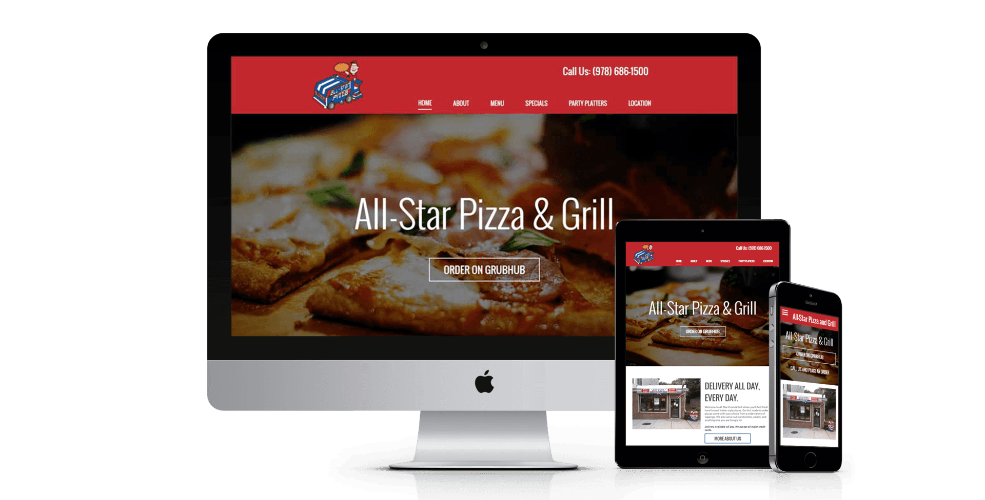 All-Star Pizza website design screenshot
