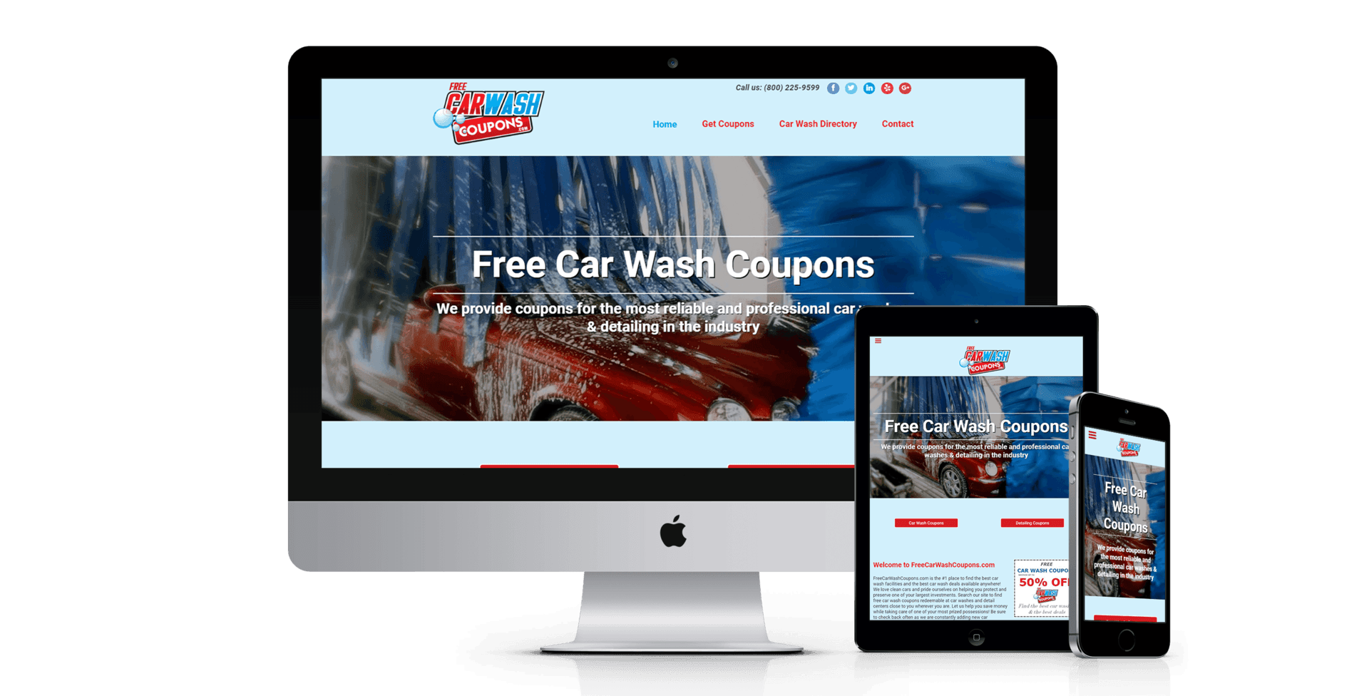 Carwash Coupons website design screenshot
