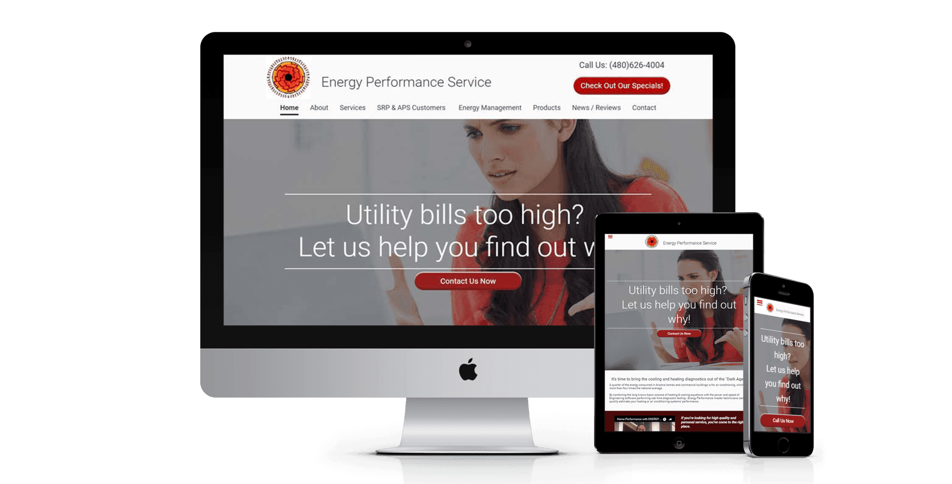 Energy Performance Service website design screenshot