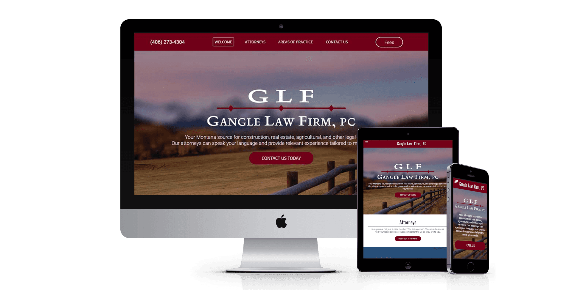 Gangle Law Firm website design screenshot