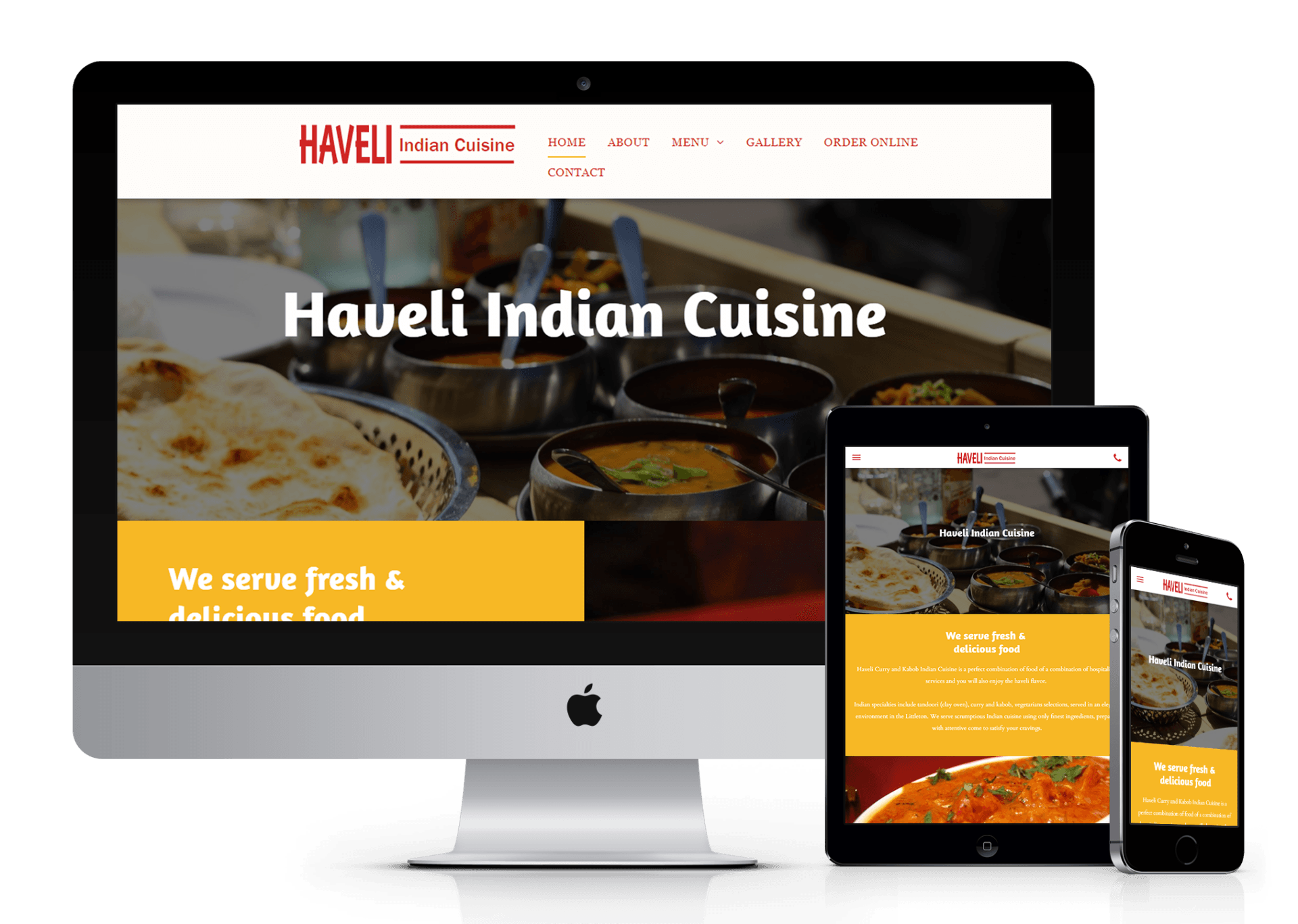 Haveli Indian Cuisine website design screenshot