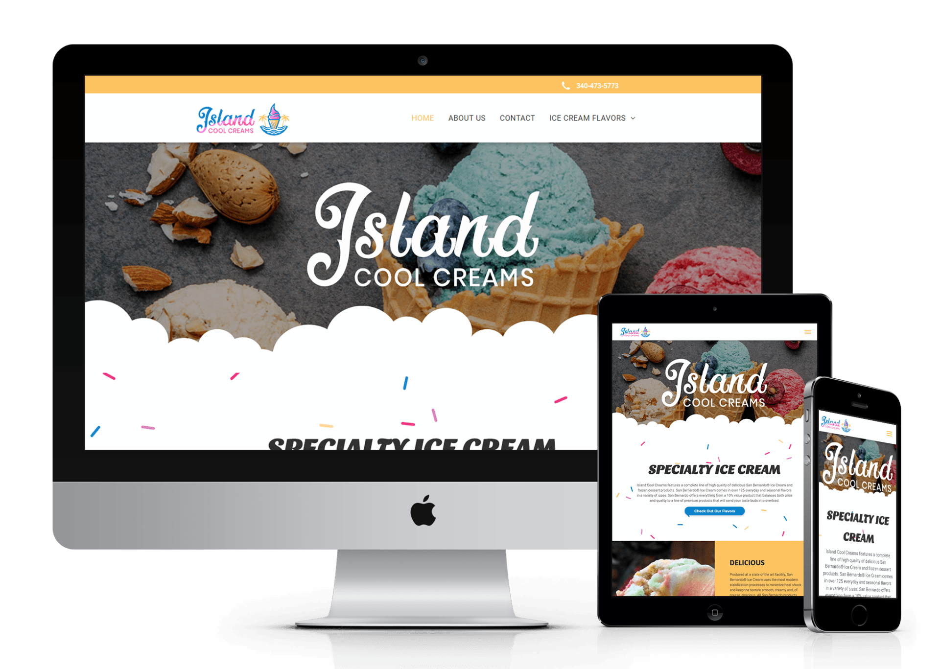 Island Cool Creams website design screenshot