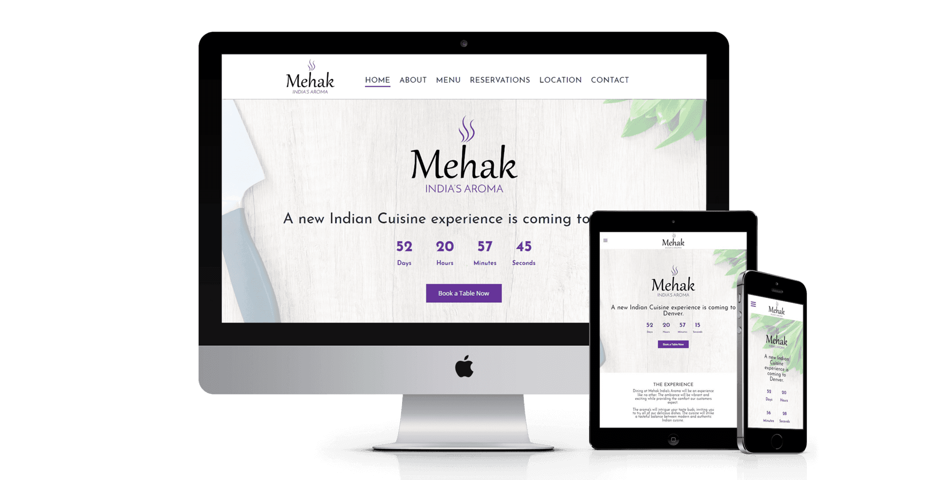 Mehak India's Aroma website design screenshot