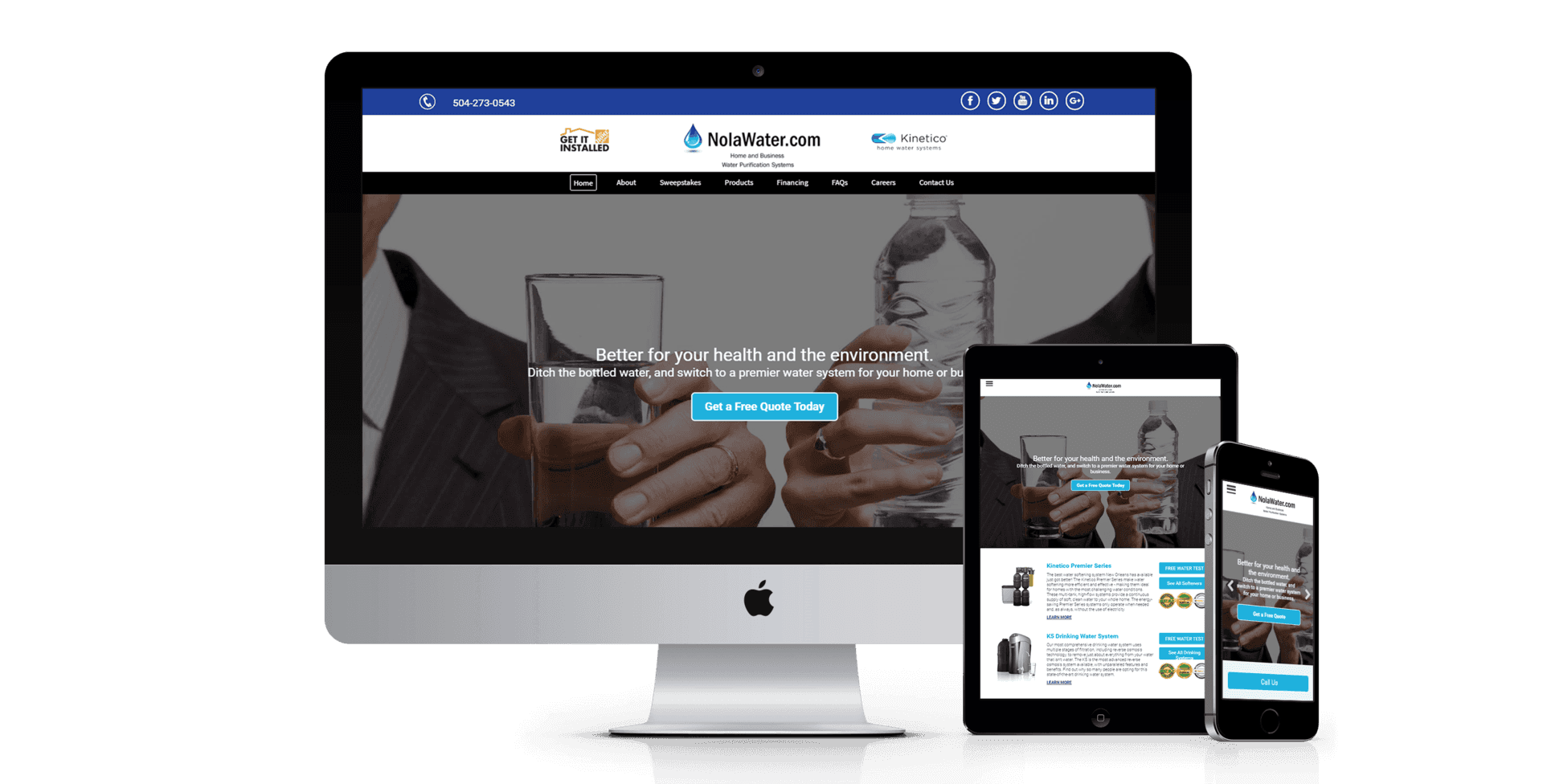 NOLA Water website design screenshot