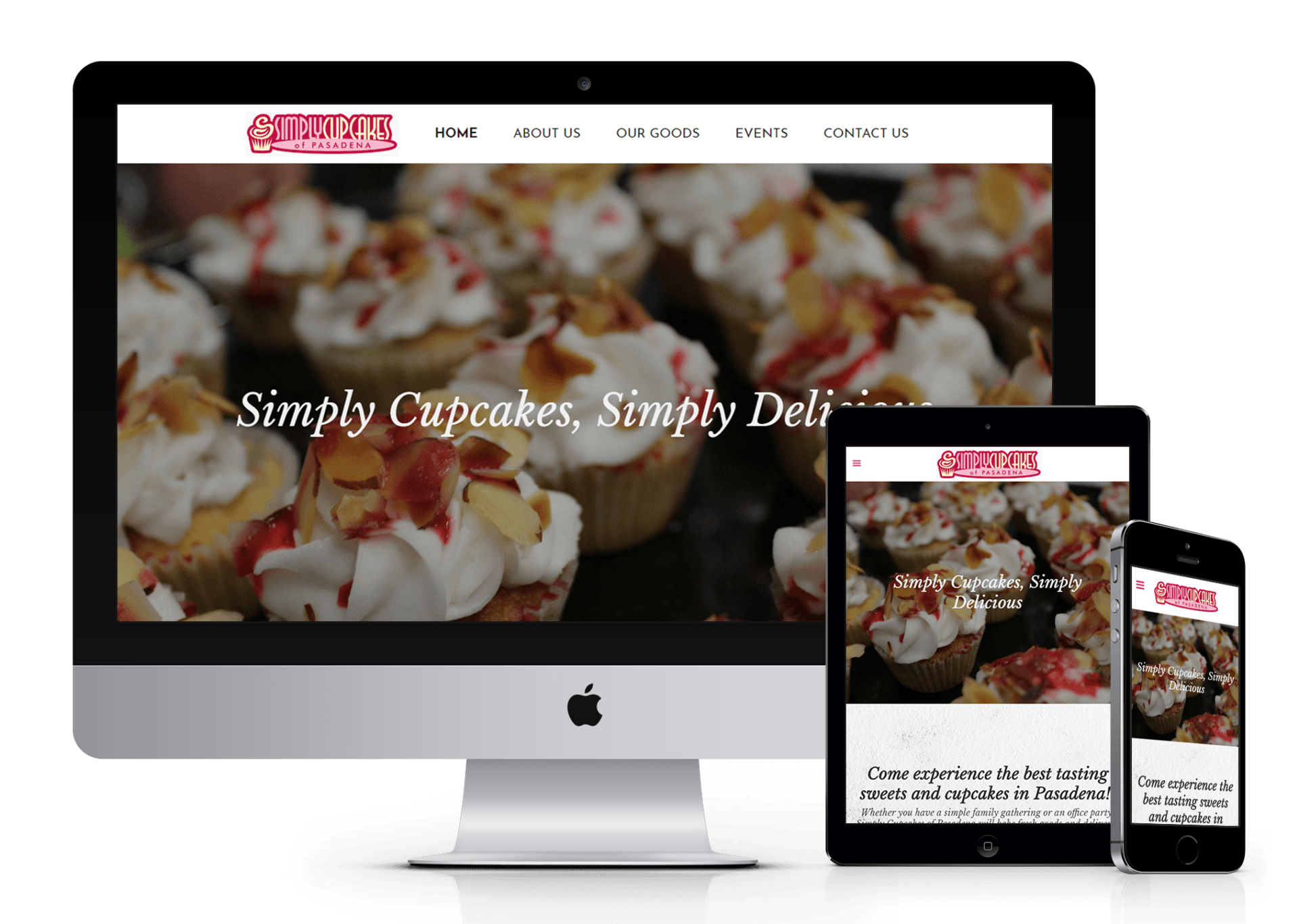 Simply Cupcakes Pasadena website design screenshot