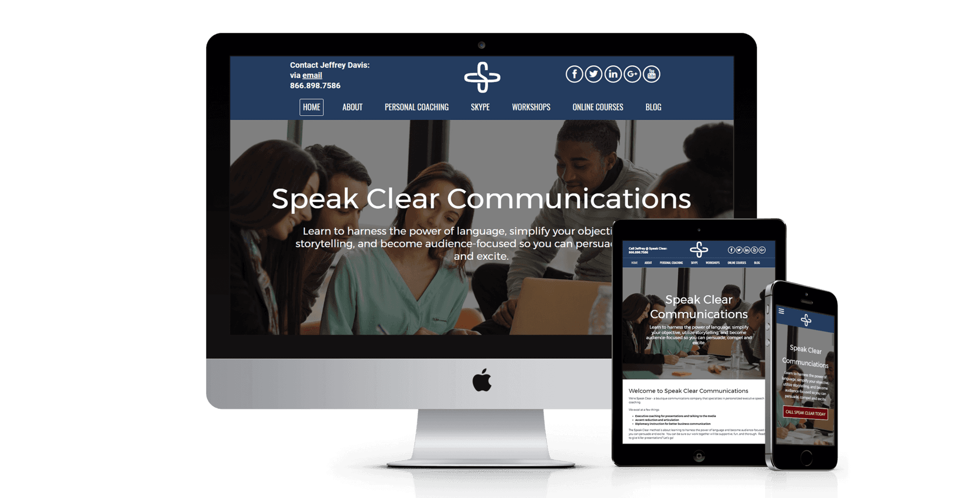 Speak Clear Communications website design screenshot