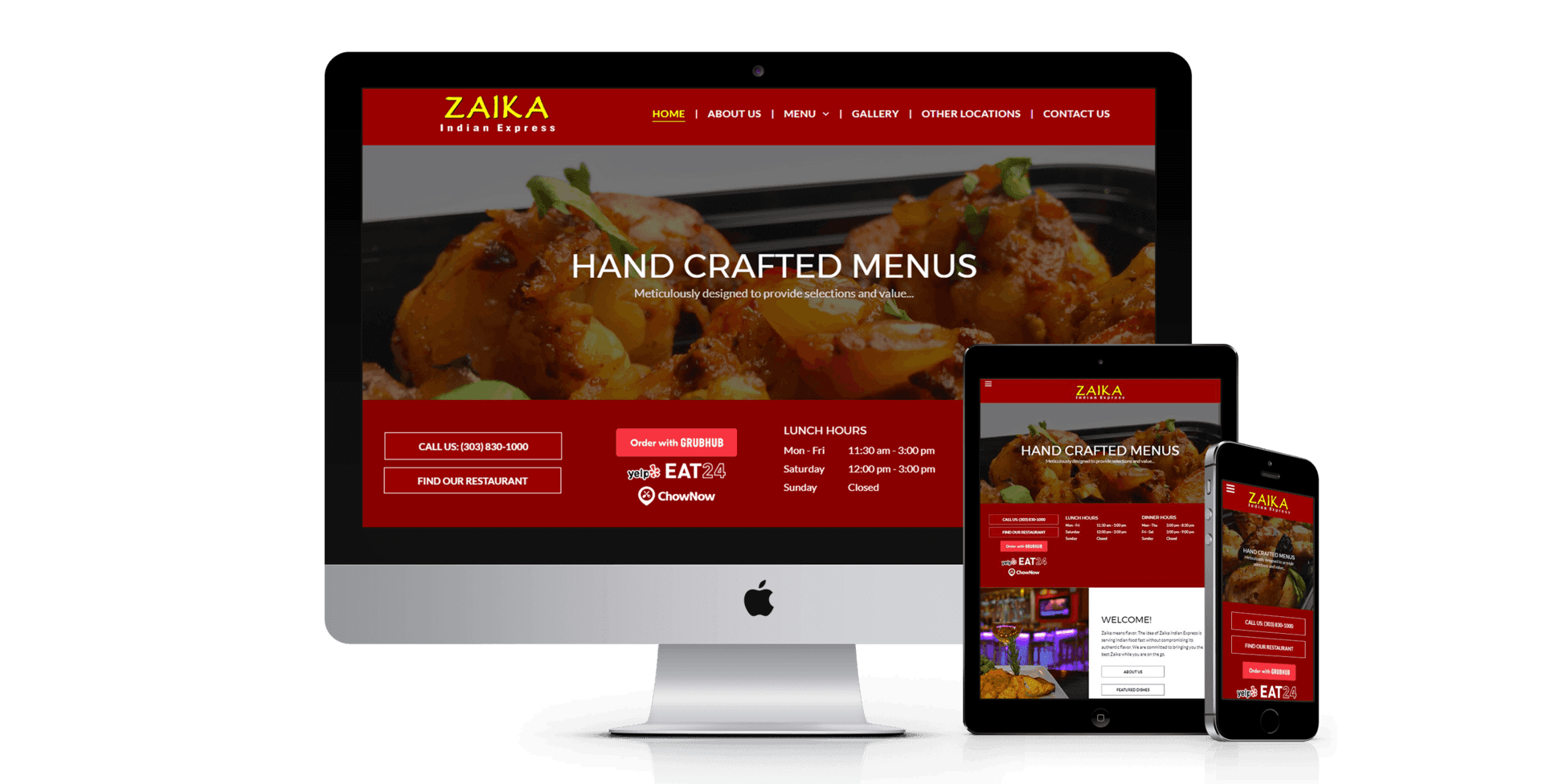 Zaika Express website design screenshot
